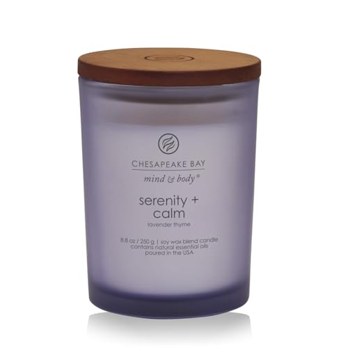 Chesapeake Bay Candle Medium Jar Scented Candle Serenity + Calm (Lavender Thyme) Home Décor Orange Gifting Idea Burn Time of 50 Hours