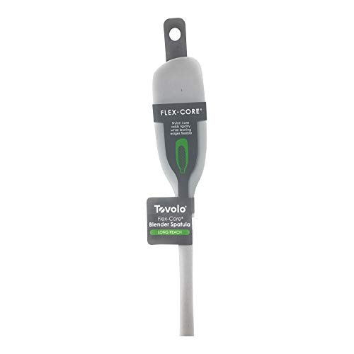 Tovolo Flex-Core Long Silicone Blender Spatula Smoothies Blended Cocktails, Dishwasher Safe BPA Free Silicone Mixing Spatula with Extra Long Handle Angled Head Reaches Below Blades, Oyster Gray