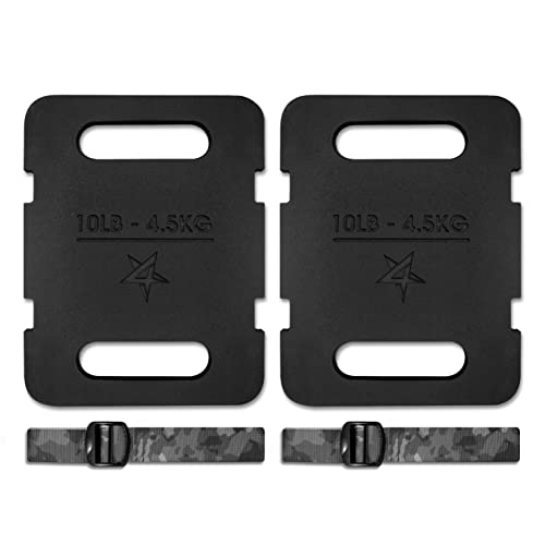Yes4All Attachable Rucking Weight for Backpack, Cast Iron Training Weight Plate with Quick-Attach Strap Slots, Ergonomic Rounded Handle for Weighted Walking, Hiking, Rucking, 10 LB