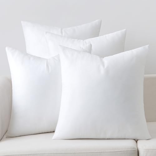 MIULEE Pillow Insert 20x20 Inch Set of 4, Decorative Square Throw Pillow Inserts, Premium Fluffy Pillow Forms Sham Stuffer for Sofa Couch Living Room