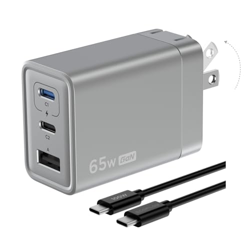EF ECOFLOW USB C Charger, Rapid 65W GaN Type C Charging Block with Foldable Plug, Fast Wall Charger Compatible with iPhone 15/14/13, Galaxy, Pixel 4, iPad, AirPods, Apple Watch (USBC Cable Included)