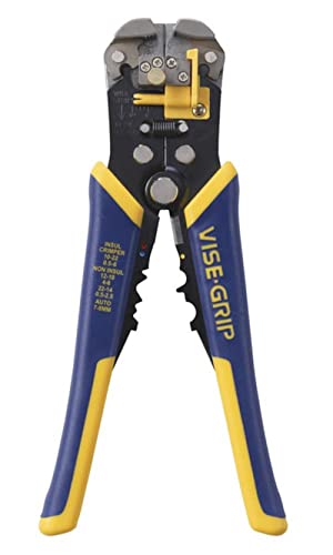 IRWIN Vise-Grip Wire Stripper, 2 inch Jaw, Cuts 10-24 AWG, ProTouch for Maximum Comfort (2078300), Blue/Yellow