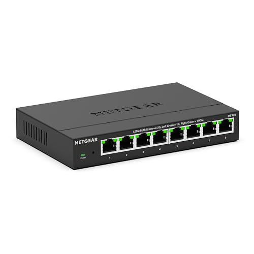 NETGEAR 8-Port 2.5G Multi-Gigabit Ethernet Unmanaged Network Switch (MS308) - with 8 x 2.5Gbps Ports, Desktop or Wall Mount, Metal Case