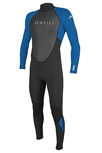 O'Neill Youth Reactor-2 3:2mm Back Zip Full Wetsuit, Lightweight Warmth and Flexibility for All Water Activities, Black/Ocean, 14
