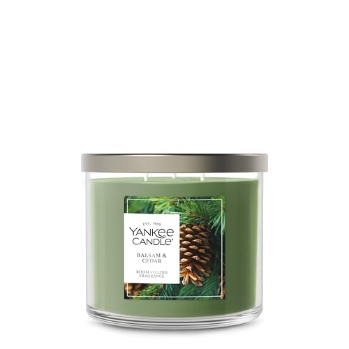 Yankee Candle Balsam and Cedar, Scented Candle, 14.5oz 3-Wick Candle Jar with up to 40 Hours Burn Time, Giftable