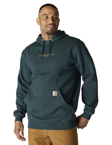 Carhartt Men's Rain Defender Loose Fit Midweight 1889 Graphic Sweatshirt, Greenstone Heather, X-Large