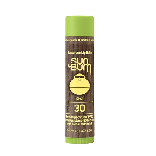 Sun Bum SPF 30 Sunscreen Kiwi Lip Balm - Moisturizing Aloe Vera and Vitamin E - Vegan and Cruelty Free - Broad Spectrum UVA/UVB Lip Protection - 0.15 oz Stick