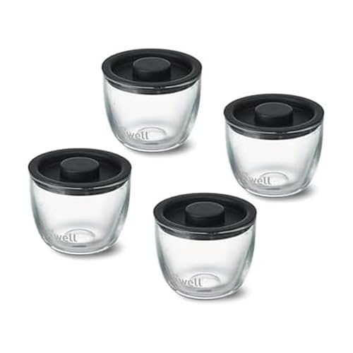 S'well 12oz Glass Prep Bowl Set of 4 for Easy Meal Prep, Black, Durable Tempered Glass, Nesting Design Compatible with 21.5oz S'well Eats Containers