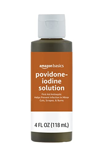 Amazon Basics First Aid Antiseptic, 10% Povidone Iodine Solution, Unflavored, 4 fl oz (Previously Solimo)