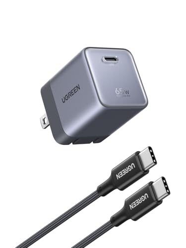 UGREEN Nexode Air 65W USB C Charger, Foldable Mini Charger Block Fast Charging with USB C Cable, GaN Charger for MacBook Air/Neo/Pro, iPhone 17 16, Galaxy S26/S25, iPad, Grey