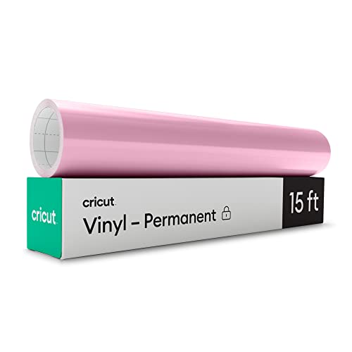 Cricut Premium Permanent Vinyl Roll (12 in x 15 ft), Light Pink - Weather-Resistant, Dishwasher-Safe & Fade-Proof, Compatible with Cricut Cutting Machines