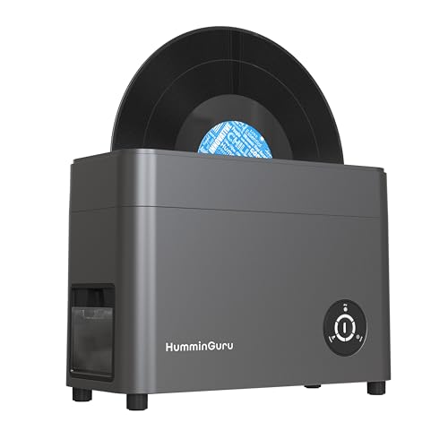 HumminGuru Ultrasonic Vinyl Record Cleaner- 40kHz Ultrasonic Vinyl Record Cleaning Machine with Auto Drying, Vinyl Cleaner Kit with Filters, 1Y Warranty (HG01 Dark Gray, 12 Inch)
