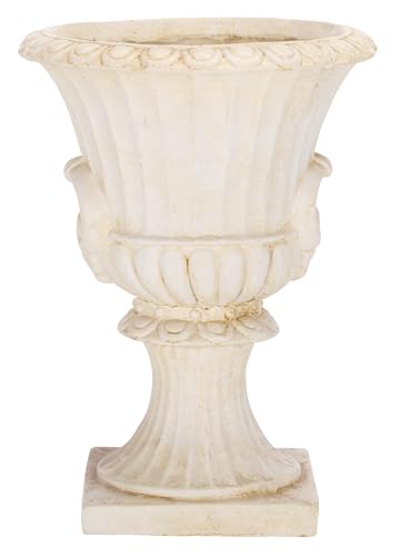 SAFAVIEH Outdoor Patio Furniture Collection - Arden Off-White Magnesium Oxide Pedestal Planter Pot, Classic Weather-Resistant Garden Urn (PAT5044A)