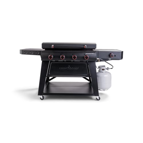 Camp Chef Gridiron Pro- 36" Outdoor Griddle Grill with Side Burner, Flamethrower Ignition & Hinged Lid - Premium 36" Flat Top Grill for Outdoor Cooking