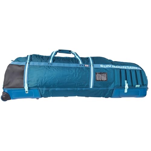 Sun Mountain Kube Golf Travel Bag, 2-Wheel Rolling System-Compact Storage Case, Blue Spruce Waterfall