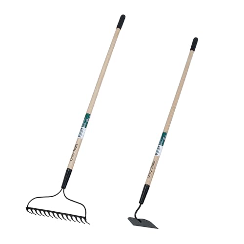 Union Tools Garden Soil Prep Bundle: Bow Rake and Garden Hoe