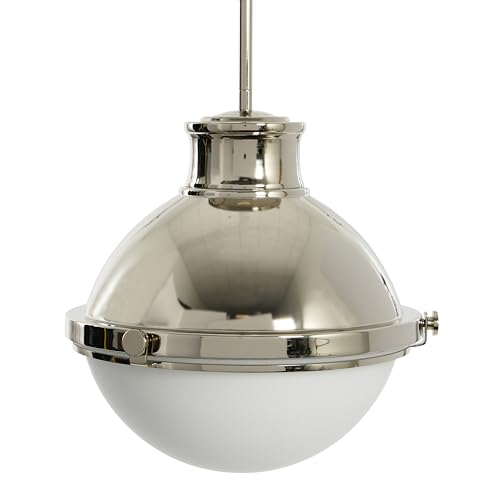 Robert Stevenson Lighting Cameron - 2-Tone Metal and Frosted Glass Ceiling Light, Polished Nickel