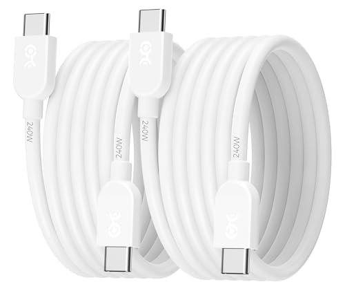 Cable Matters 2-Pack 240W USB C Charging Cable - 6ft, Up to [240W Charging, 480Mbps], No Video Support, USB C Charger Cable for MacBook Pro, iPadPro, Dell XPS, Surface Pro, White