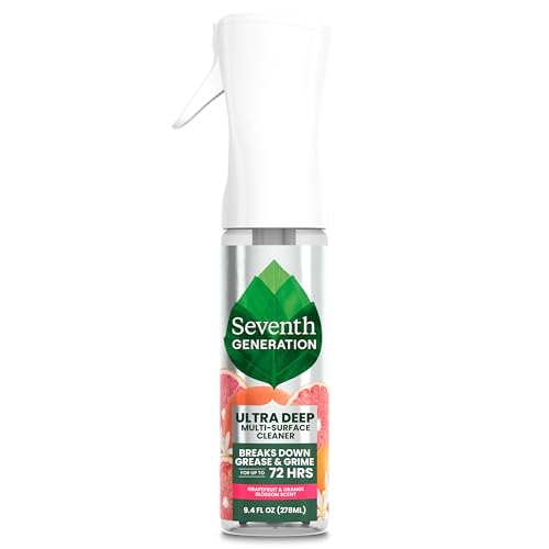 Seventh Generation Ultra Deep Probiotic Multi Surface Cleaner, 9.4 Fl Oz, Grapefruit & Orange, 80% USDA Biobased All Purpose Cleaning Spray, Breaks Down Tough Grease & Grime, Safe for Kids & Pets