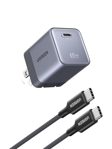 UGREEN Nexode Air 65W USB C Charger, Foldable Mini Charger Block Fast Charging with USB C Cable, GaN Charger for MacBook Air/Neo/Pro, iPhone 17 16, Galaxy S26/S25, iPad, Grey