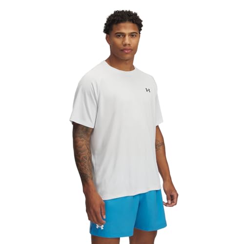 Under Armour Men's Tech Textured Short Sleeve T Shirt, (023) Distant Gray / / Black, Large