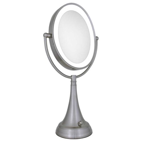 Zadro LEDOVLV410 - LED Lighted 10X/1X Oval Vanity Mirror with Satin Nickel Finish