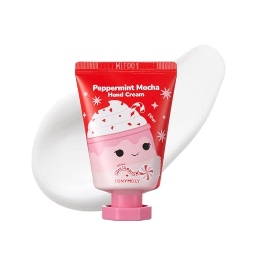 TONYMOLY x Squishmallows Holiday Ethel Hand Cream – Peppermint Mocha Scent, Shea Butter & Vitamin E, Lightweight Moisturizer, Limited Edition, 1.01 fl oz