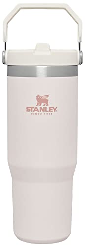 STANLEY IceFlow Flip Straw Tumbler with Handle 30 oz | Twist On Lid and Flip Up Straw | Leak Resistant Water Bottle | Insulated Stainless Steel |BPA-Free | Rose Quartz