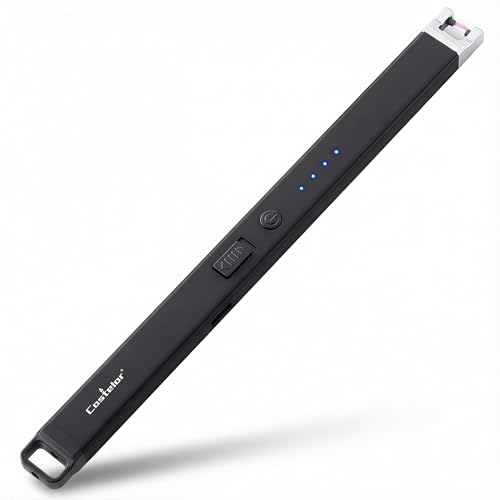 Castelar Candle Lighter, Electric Lighter Windproof Flameless with Safety Switch, USB Rechargeable Lighters for Candle, Grill, BBQ, Camping, Birthday & Stocking Stuffers (Black)