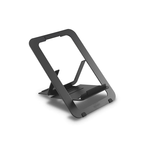Kensington Adjustable Aluminum Laptop Stand for Desk, Ultra-Slim Lightweight Foldable Portable Notebook Holder, Anti-Slip Silicone Tablet Mount for 10"-17" Laptops and Tablets, Black K50428WW