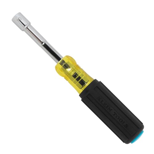 Klein Tools 65413MAGM Metric Magnetic Color-Coded Nut Driver, Hollow-Shaft, Heavy-Duty 13 mm Hex, Pass-Through Design, 6-Point Socket, and Cushion-Grip Handle
