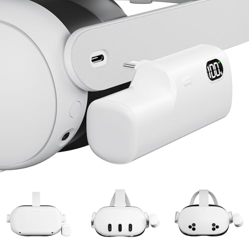 Battery Pack for Meta Quest 3/3S and 2, Accessories for Oculus Quest 2/3/3S, 5000mAh Extended Battery Charger Lightweight VR Accessories VR Headset Power Bank Extra 2-4H Playtime