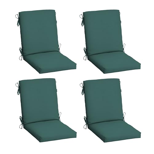 Arden 4-Pack Outdoor Patio Dining Chair Cushion, 20x44, Rain-Proof Seat Pad, Fade-Resistant Outdoor Cushion Peacock Blue Green Texture