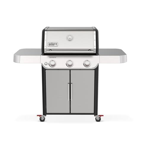 Weber Genesis S-315 Liquid Propane Gas Grill for Outdoor Cooking, Stainless Steel, 3 Burners – Stainless Steel Cooking Grates & PureBlu Burners