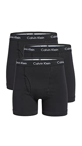 Calvin Klein Men's Cotton Stretch 3-pack Boxer Brief, 3 Black, Medium