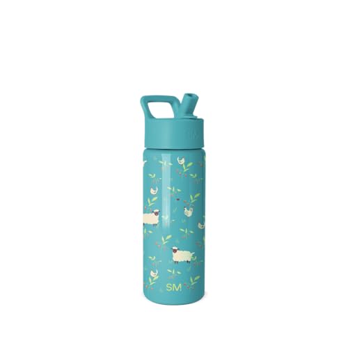 Simple Modern Kids Water Bottle with Straw Lid | 18oz Insulated Stainless Steel Kids Tumbler & Spill Proof Toddler Cup for School, Girls, Boys | Summit | Sheeps & Strawberries