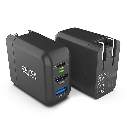 Switch Dock Charger for Nintendo Switch, Mirabox 36W Portable TV Docking Station with 4K@60Hz HDMI/USB2.0/PD USB-C Fast Charging Ports, Full-Featured USB-C Cable Included