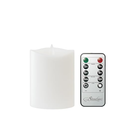 Stonebriar 6 Count Real White Wax 3x4 Flameless LED Pillar Candles with Remote and Timer