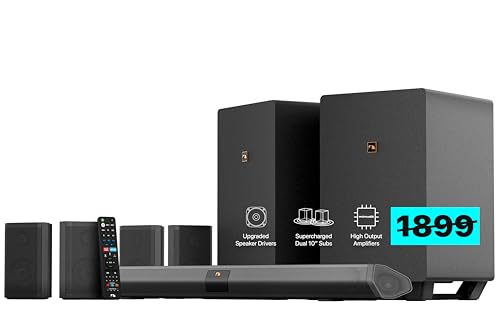 Nakamichi Shockwafe Ultra 9.2.4 Channel Soundbar System with Dolby Atmos/DTS:X, Dual 10" Subwoofers, 4 Rear Surround Speakers, 1300 Watts Max Output Power