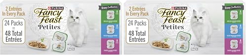 Fancy Feast Purina Gourmet Wet Cat Food Variety Package,Petites Gravy Collection,Break-Apart tubs,96 Servings - 2.8 oz. Tubs,(Pack of 48)