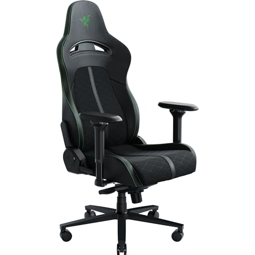 Razer Enki Gaming Chair: All-Day Comfort - Built-in Lumbar Arch - Optimized Cushion Density - Dual-Textured, Eco-Friendly Synthetic Leather - Reactive Seat Tilt & 152-Degree Recline - Black/Green