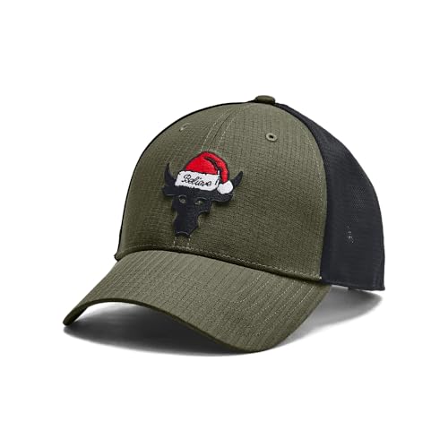 Under Armour Men's Project Rock Red One Trucker HatDISC, Marine OD Green/Black/Red, One Size Fits Most