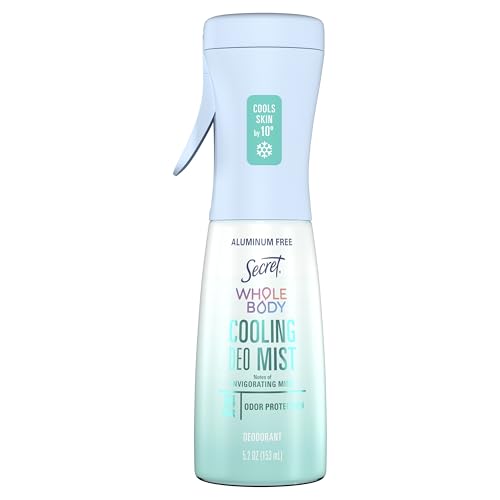 Secret Cooling Aluminum Free Whole Body Deodorant Mist for Women, 24hr Odor Protection, Instant Cooling Relief, Soothes & Revitalizes Skin, PH Balanced Formula, Invigorating Mint Scent, 5.2 fl oz