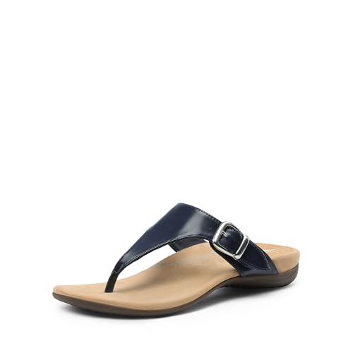 DREAM PAIRS Orthotic Thong Sandals for Women, Arch Support Flip Flops, Comfortable Lightweight Slip On Sandals for Walking, Casual Summer Everyday Wear,Size 7,Navy-Pu,SDFF2406W