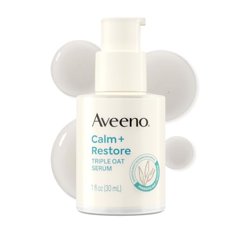 Aveeno Calm + Restore Triple Oat Hydrating Face Serum for Sensitive Skin, Gentle Lightweight Hydrating Serum for Face Instantly Smooths Skin, Non-Comedogenic, Hypoallergenic, Fragrance-Free