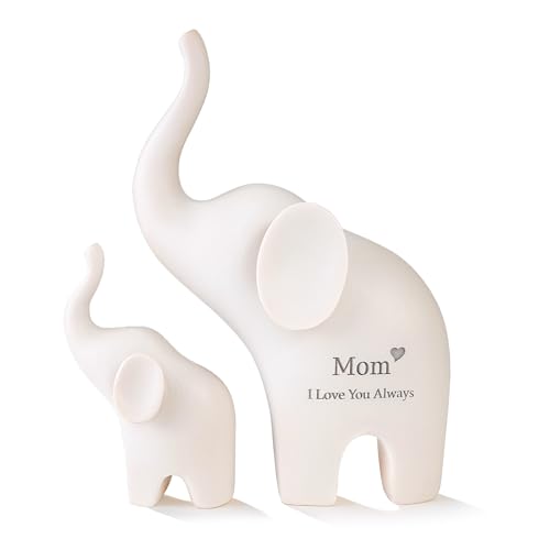 Eluviora Gifts for Mom: 5.5” Elephant Mama and Baby Figurine - Mom Birthday Gifts from Daughter or Son - Elephant Gifts for Mother’s Day and Christmas Keepsake Decor