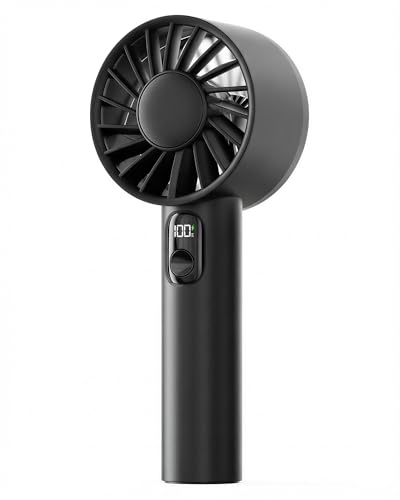 FrSara Portable Handheld Mini Fan, Small Rechargeable Personal Fan, Summer Travel Essentials with 6-Speeds, 3000mAh, Great for Outdoor, Makeup, Ideal Gift for Girls, Ladies, Valentine's Day, Black