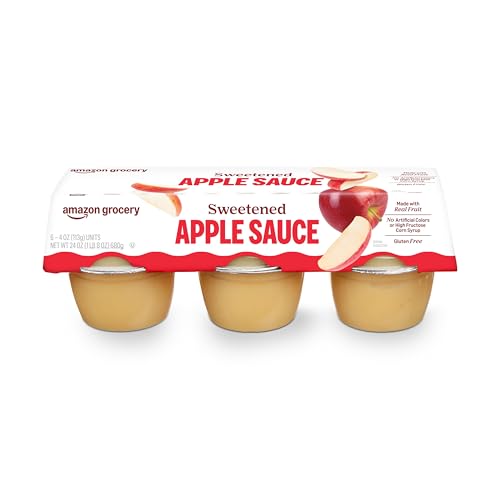 Amazon Grocery, Sweetened Apple Sauce, 4 Oz, Pack of 6