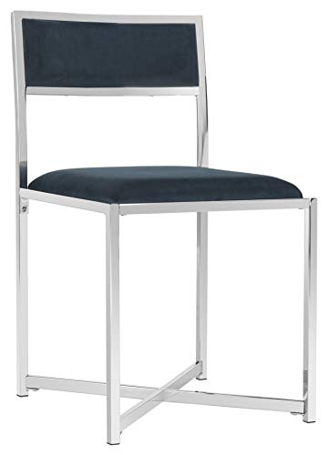 Safavieh Home Menken Navy Velvet and Chrome Side Chair, Set of 2