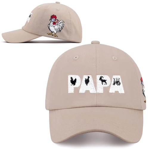 Papa Chicken Dad Hat Embroidered Fathers Day Hat from Daughter, Son, Wife, Farm Cock Baseball Cap Birthday Gifts for Men Dad, Grandpa, Husband